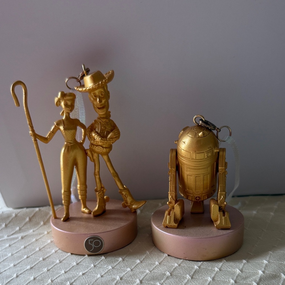 Disney Gold Figurine Set - Woody, Bo Peep, and R2-D2